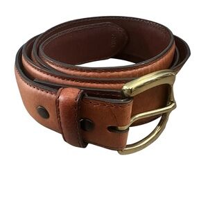 Cabela’s Men’s 44” Brown Leather Belt Buckle hidden Zipper Compartment